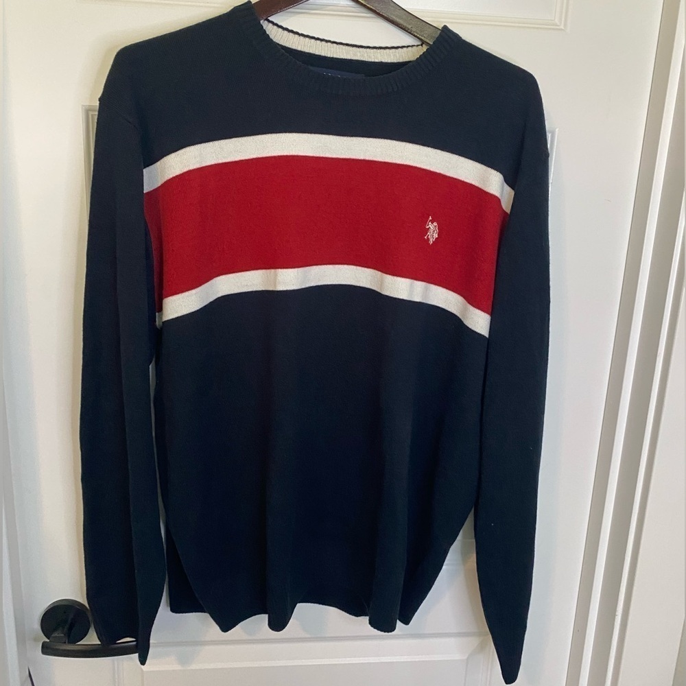NEW U.S. Polo Crew Neck Sweater Size XXL Navy White Red